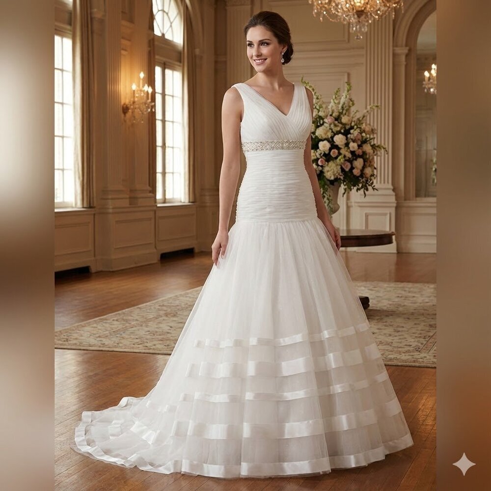 NWT Anjolique Bridal Elegant Ivory Sleeveless Gown